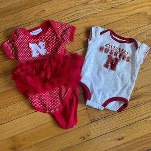 6mo and 3-6 month girls Nebraska Husker bodysuits. No stains.